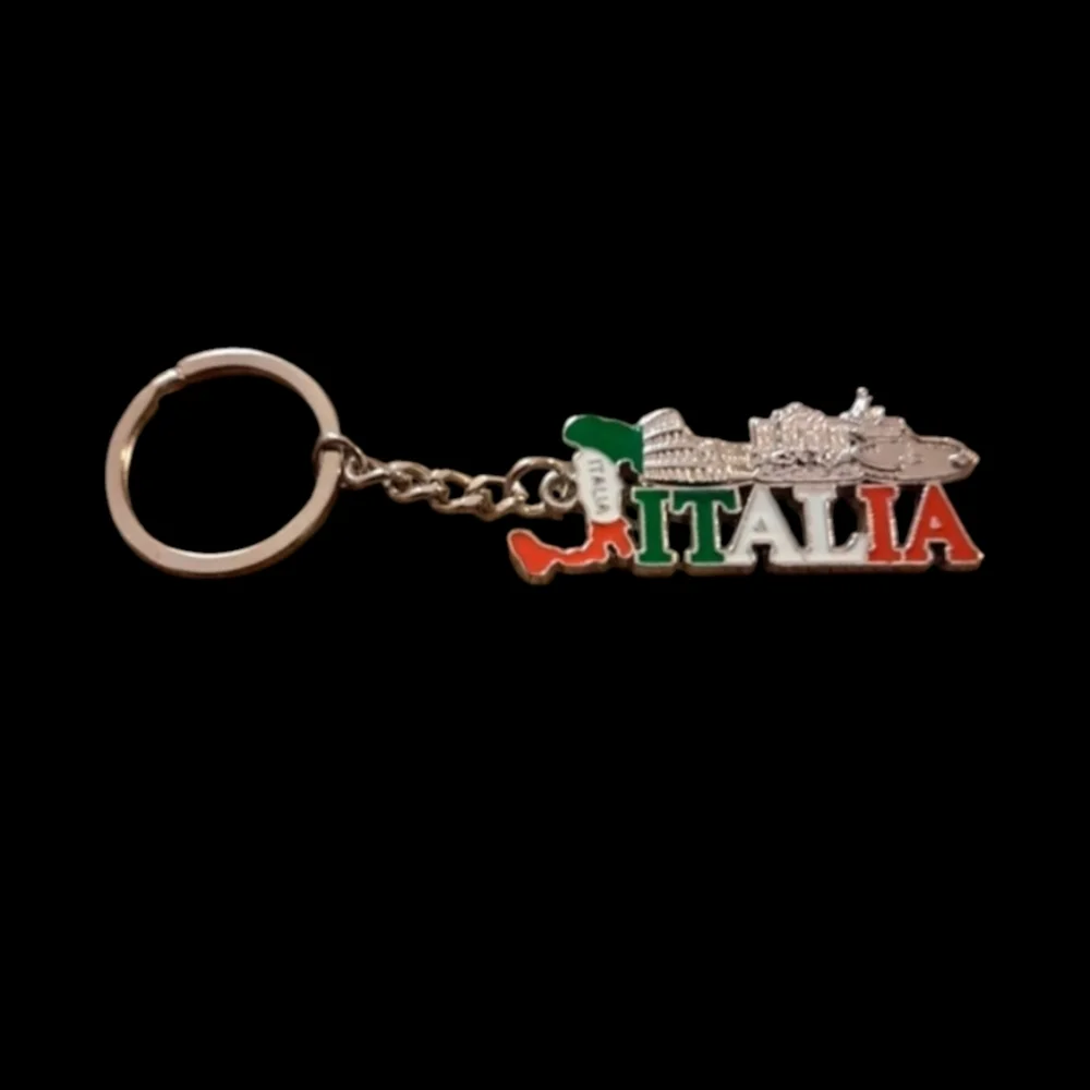 ITALIA Green White Red Silver Metal Keychain